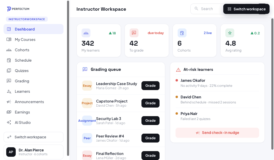 Instructor studio